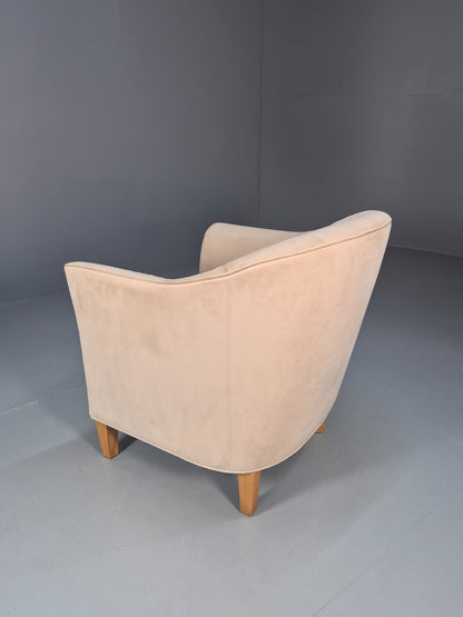 Mordern Danish Cream Faux Suede Tub Chair Beech Legs EB9308 MNOR - UKDK FURNITURE