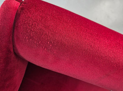 Vintage Antique Scroll End Settee Ball Claw Feet Red Velour 1900s EB7920 V2SS18