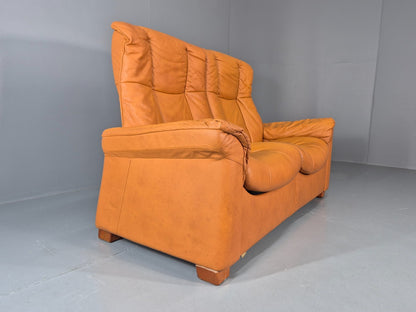 Two Seater Settee Ekornes Stressless Tan Leather Recline Retro  EB10926 M2SS14