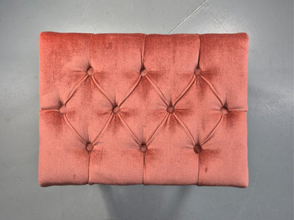 1970s Retro Dressing Table Stool Pink Velour Rococo Styled Kitsch EB11963 VWOO10