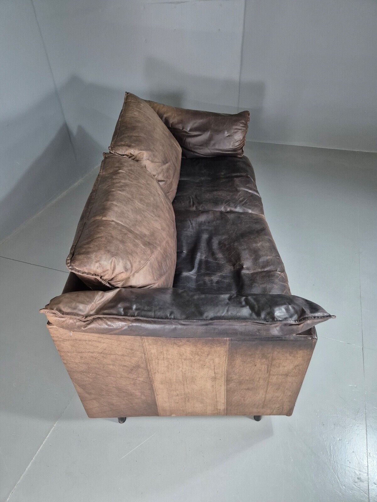Vintage Danish 3 Seat Sofa Brown Leather 1980s Retro EB7506 M2SS - UKDK FURNITURE