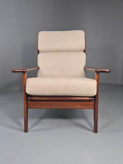 Vintage Mid Century Teak Lounge Chair Danish 1970s New Upholstery EB11138 MNOR3