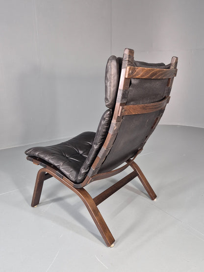 Vintage Farstrup Lounge Chair Danish Design 1970s Retro Leather MCM EB11320 MBEN9