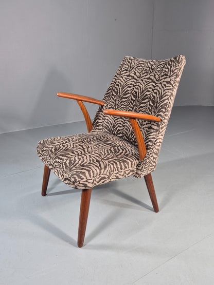 Vintage Teak Lounge Chair 1960s Danish Retro New Zebra Upholstery EB11259 MNOR0