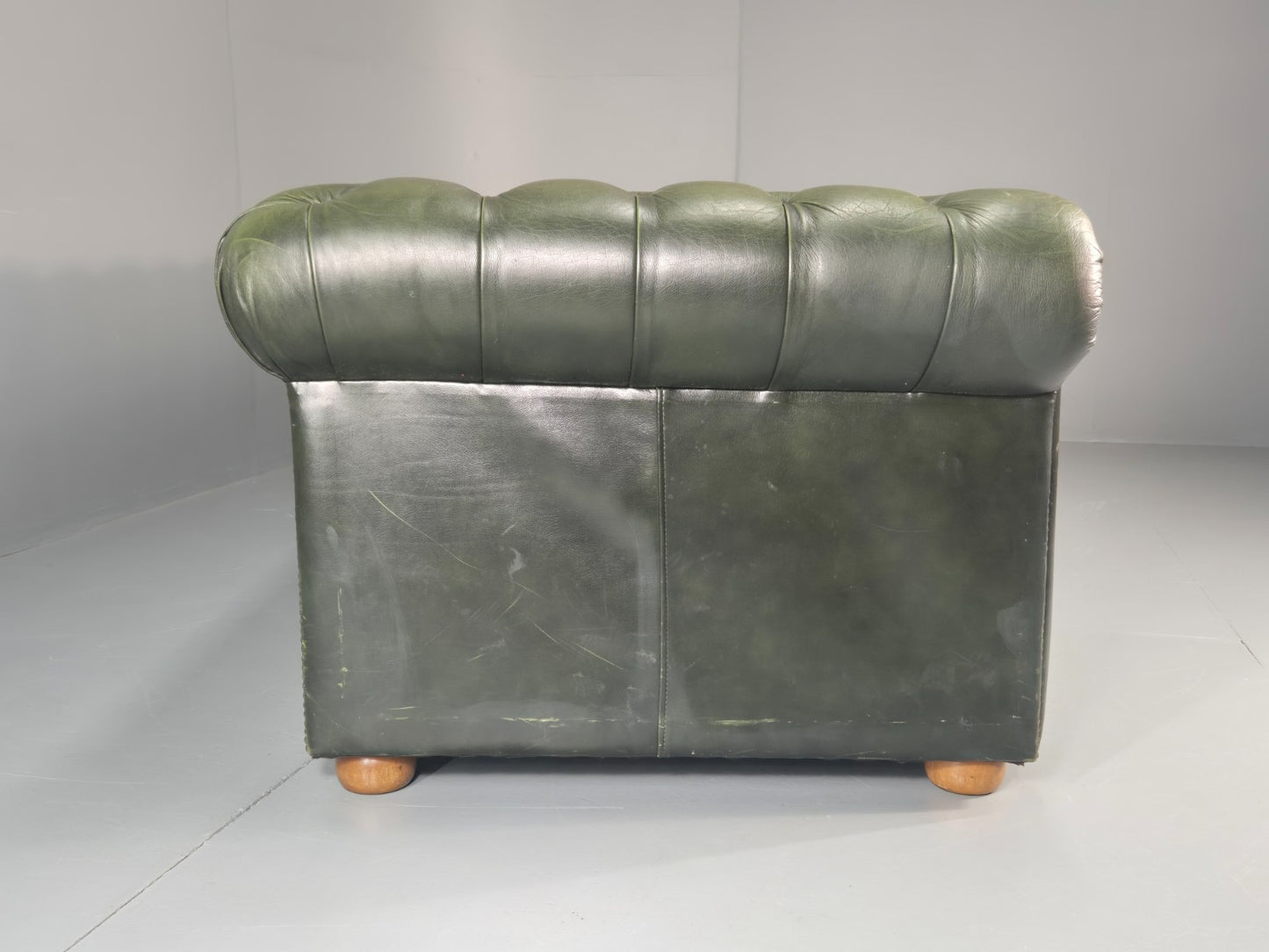 3 Seater Chesterfield Sofa Green Leather Studded Vintage EB11029 VCHE12