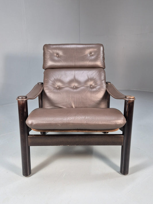 Vintage Brown Leather Lounge Chair Ebbe Gehl & Sorren Nissen Danish EB9790 MNOR - UKDK FURNITURE