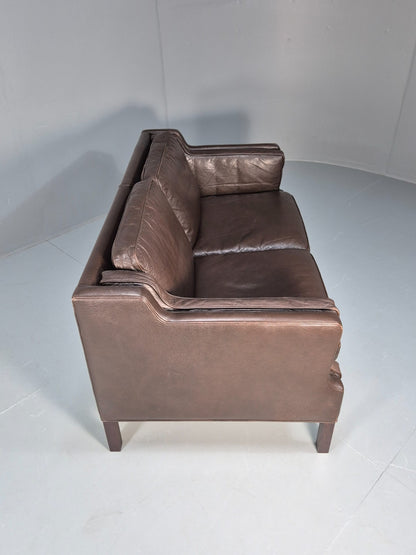 Midcentury Two Seater Sofa Brown Leather Vintage Danish 1970s Retro EB10101 M2SS12