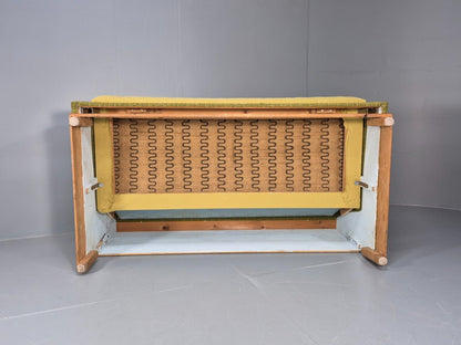 Vintage Danish 2 Seat Sofa Green Wool Teak Arms Retro MCM EB8900 M2SS - UKDK FURNITURE