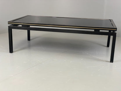 Vintage 1970s Coffee Table Pierre Vandel Black Gold Glass 1970s EB11812 MWOO2