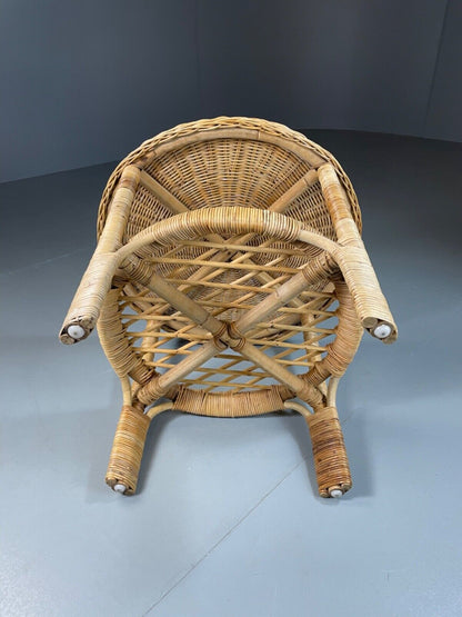 EB5299 Wicker 2 tier Circular Side/ Lamp Table, Retro, Vintage VWOO - UKDK FURNITURE