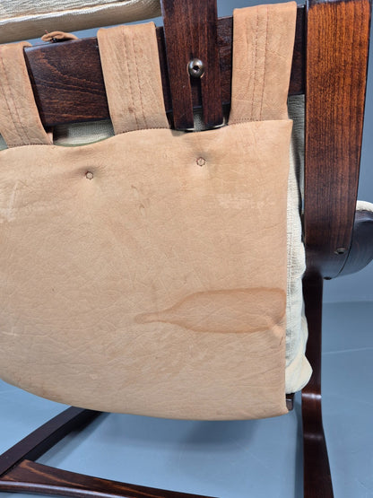 Vintage Danish Bentwood Lounge Chair Cantilever Design 1970s Retro EB11329 MBEN11