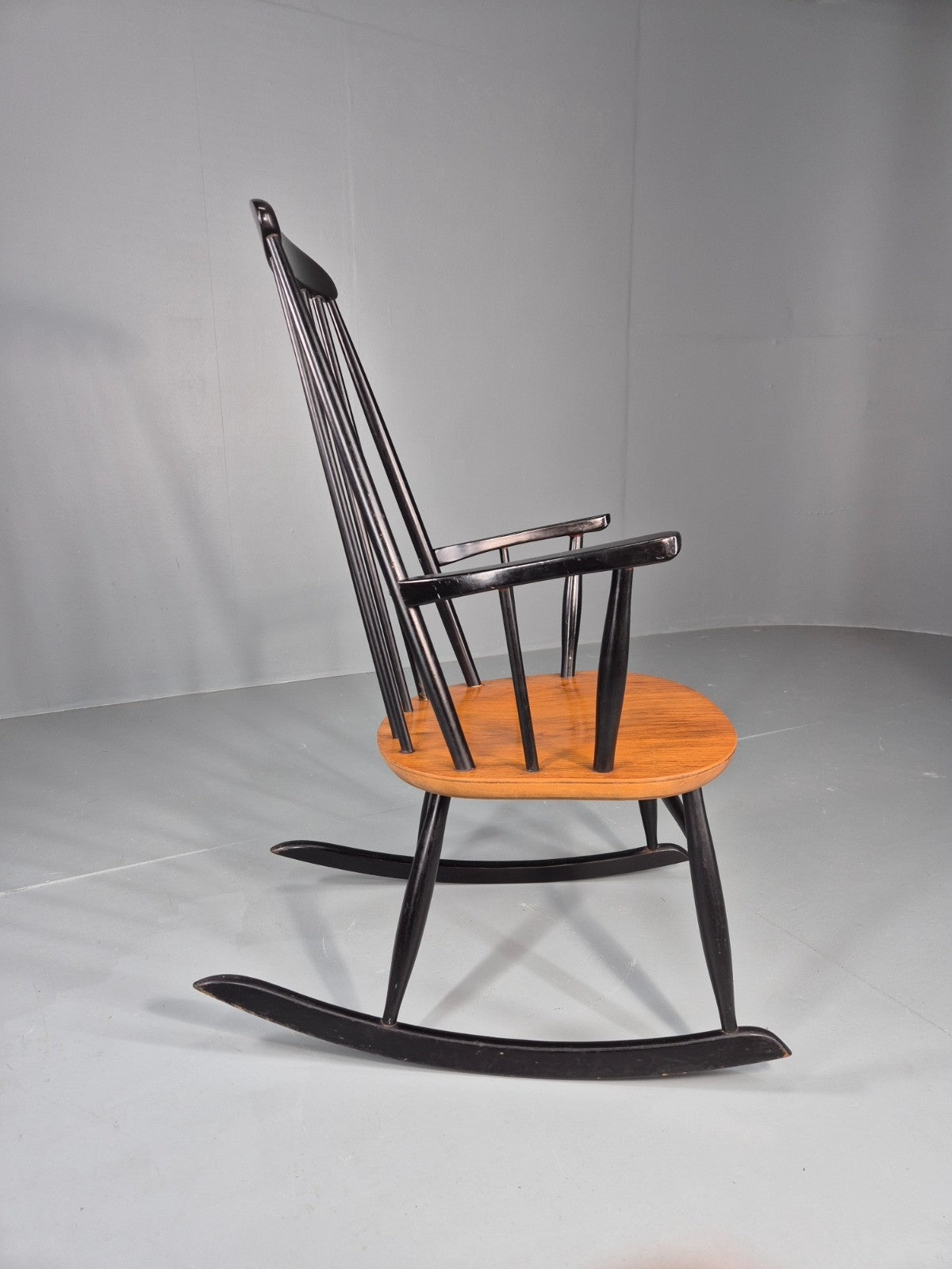 Vintage Ilmari Tapiovaara Rocking Chair Teak Beech Asko MCM Retro EB11849 MNOR3