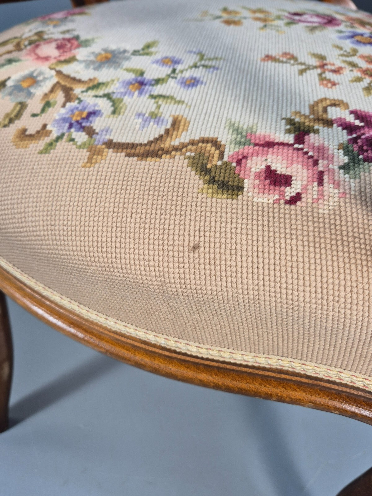 Vintage Armchair Embroidered Floral Pattern Louis XVI Style Beech EB9564 VCLO - UKDK FURNITURE