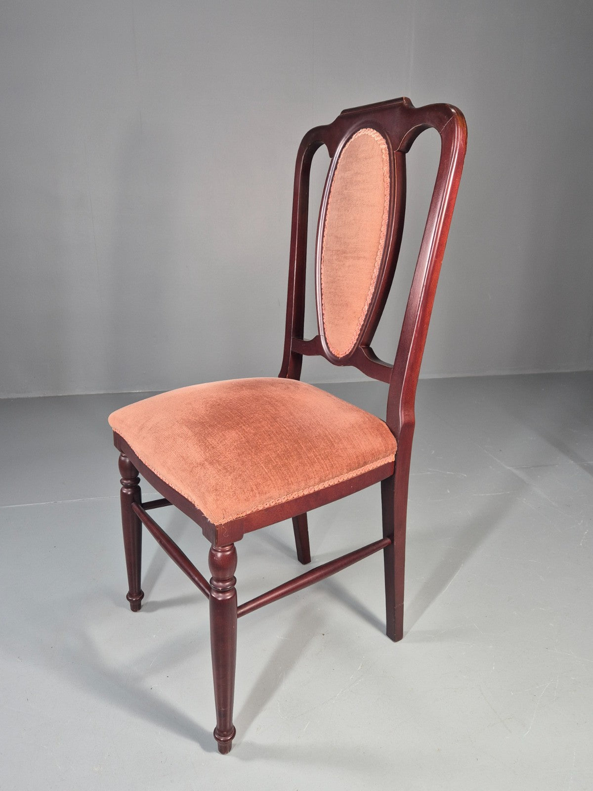 4 1970s Dining Chairs Pink Velour Stylised Regency Style Retro EB11962 VDIN7