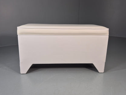 1970s Vinyl Ottoman Storage Chest White Retro Kitsch EB11572 MWOO5