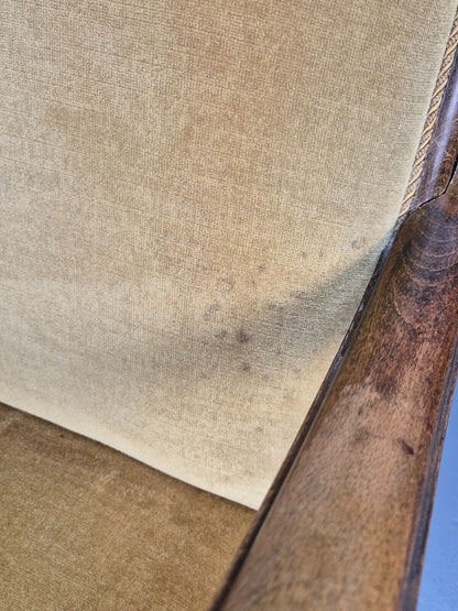 Vintage Danish Rocking Chair Beech and Gold Velour 1940s Retro EB9054 VCLO - UKDK FURNITURE