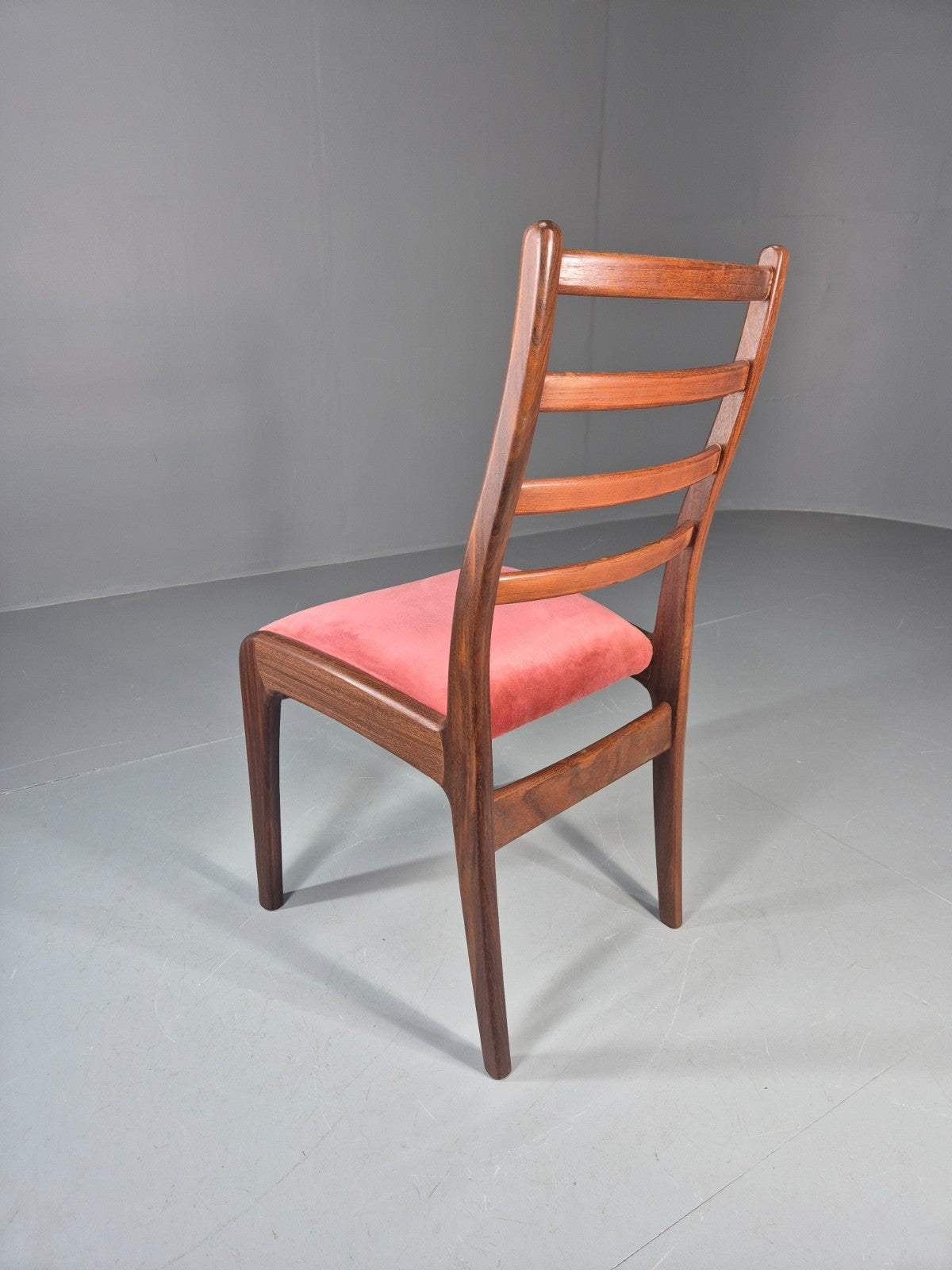 Vintage G Plan Dining Chair 1970s Pink Velour Teak Retro MCM  EB11649 VDIN9