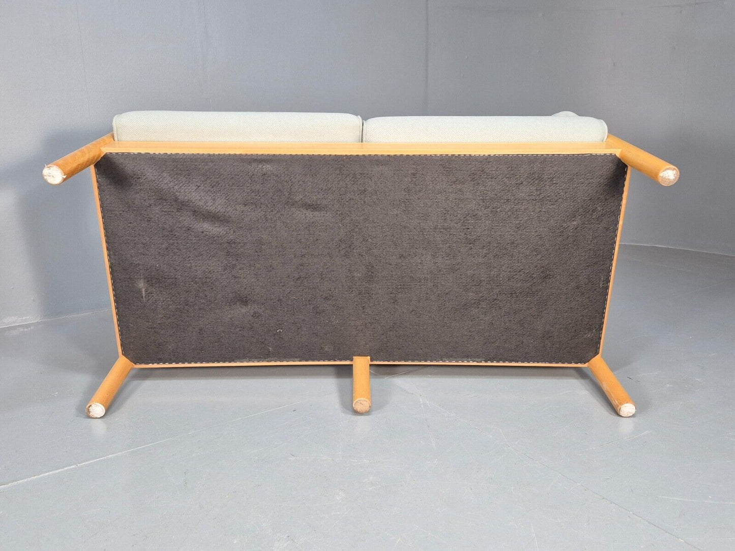 Vintage Danish 2 Seat Sofa Blue Wool Beech Curved Frame Nielaus MCM EB8549 M2SS - UKDK FURNITURE