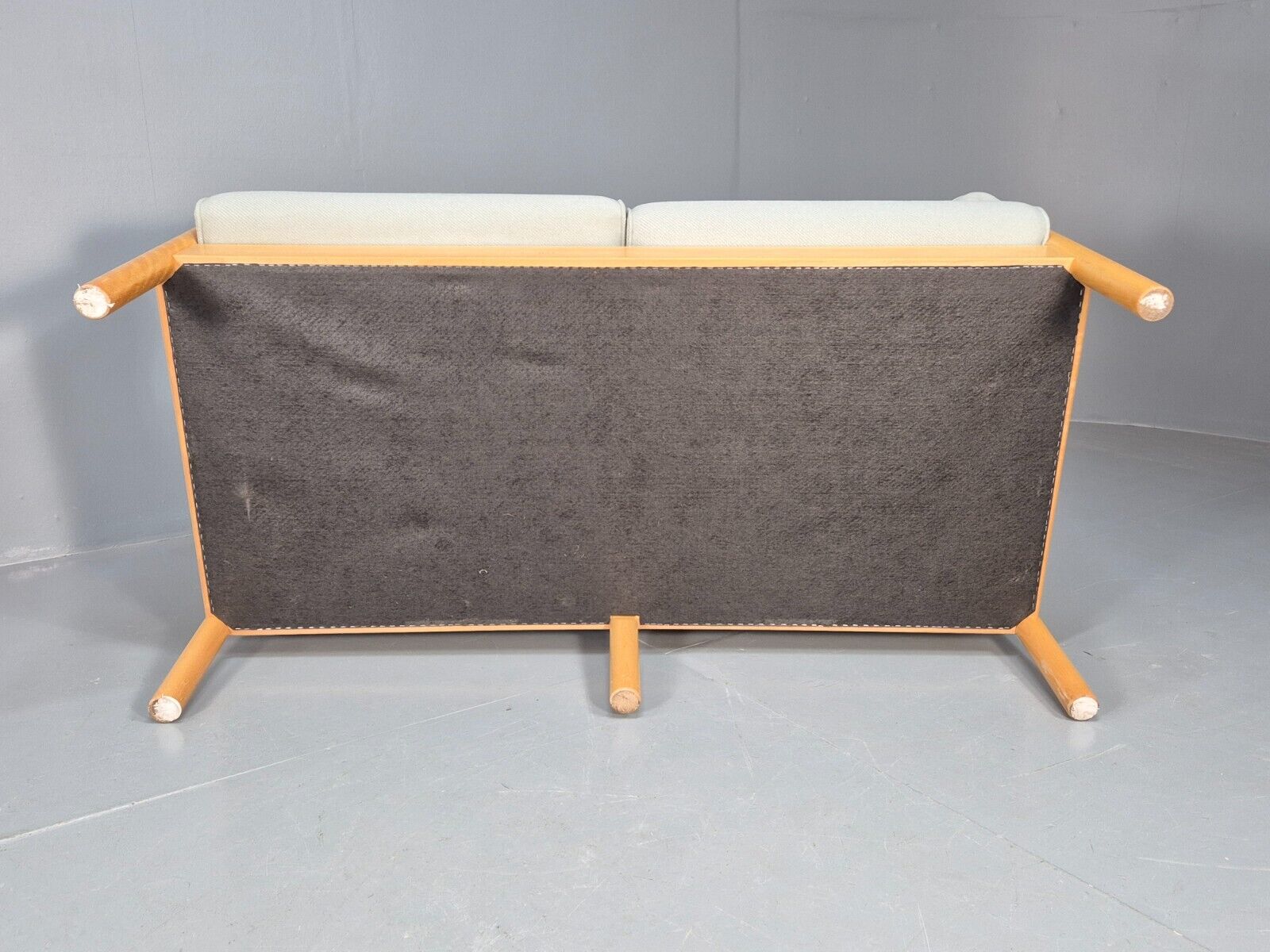 Vintage Danish 2 Seat Sofa Blue Wool Beech Curved Frame Nielaus MCM EB8549 M2SS - UKDK FURNITURE