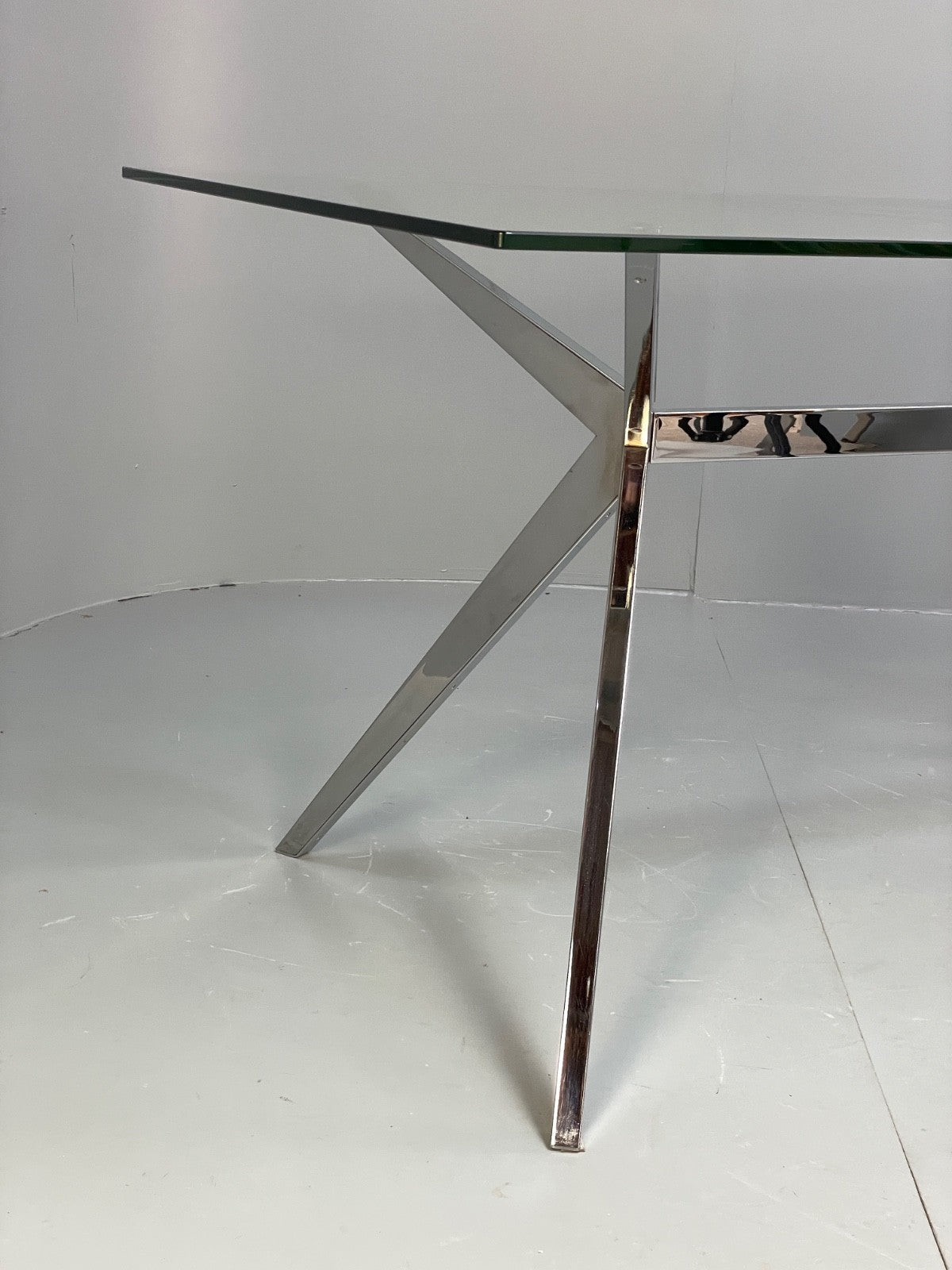 Glass & Chrome Dining Table By Calligaris Modern Minimal Design EB10357 MWOO16