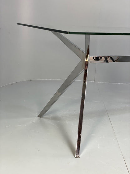 Glass & Chrome Dining Table By Calligaris Modern Minimal Design EB10357 MWOO16