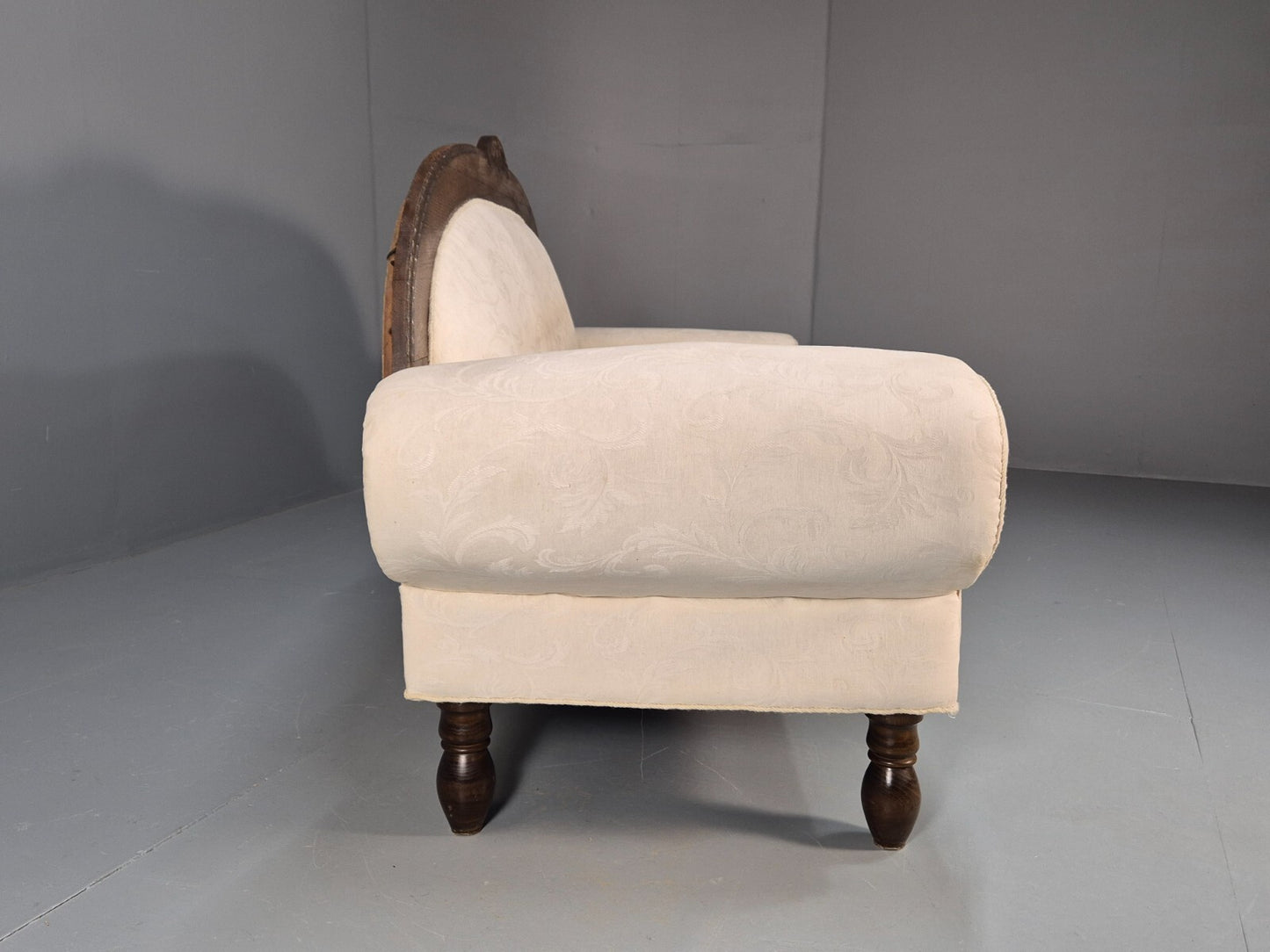 Antique Art Deco Danish Chaise Lounge Off White Mahogany Frame 1930s EB9623 VCHA - UKDK FURNITURE