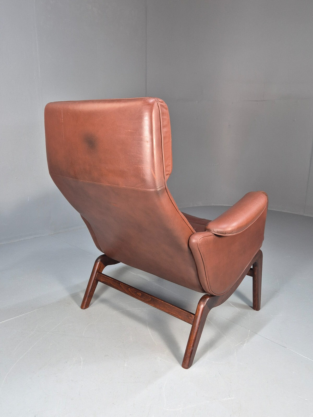 Vintage Danish Brown Leather Lounge Chair 1970s Retro MCM EB9266 MNOR - UKDK FURNITURE