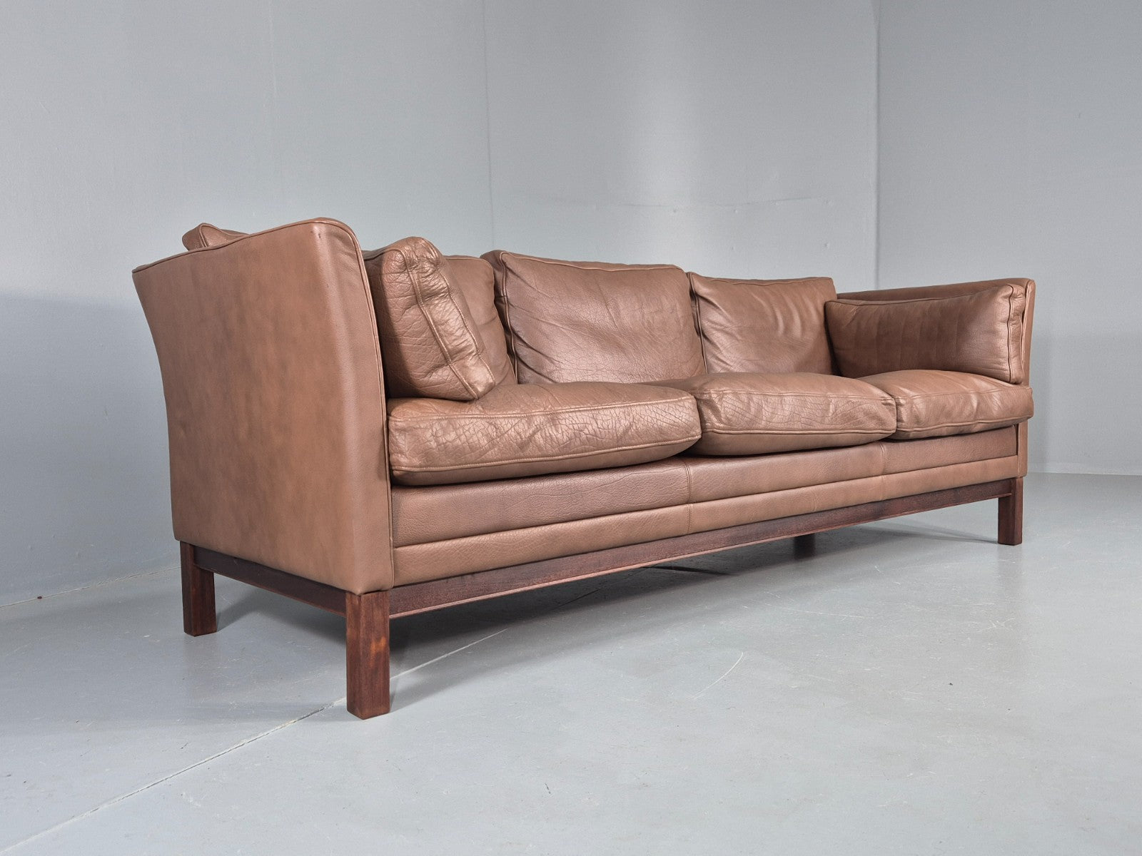 Vintage Danish 3 Seater Sofa Danish Brown Leather 1970s Retro MCM  EB10486 M3SS0