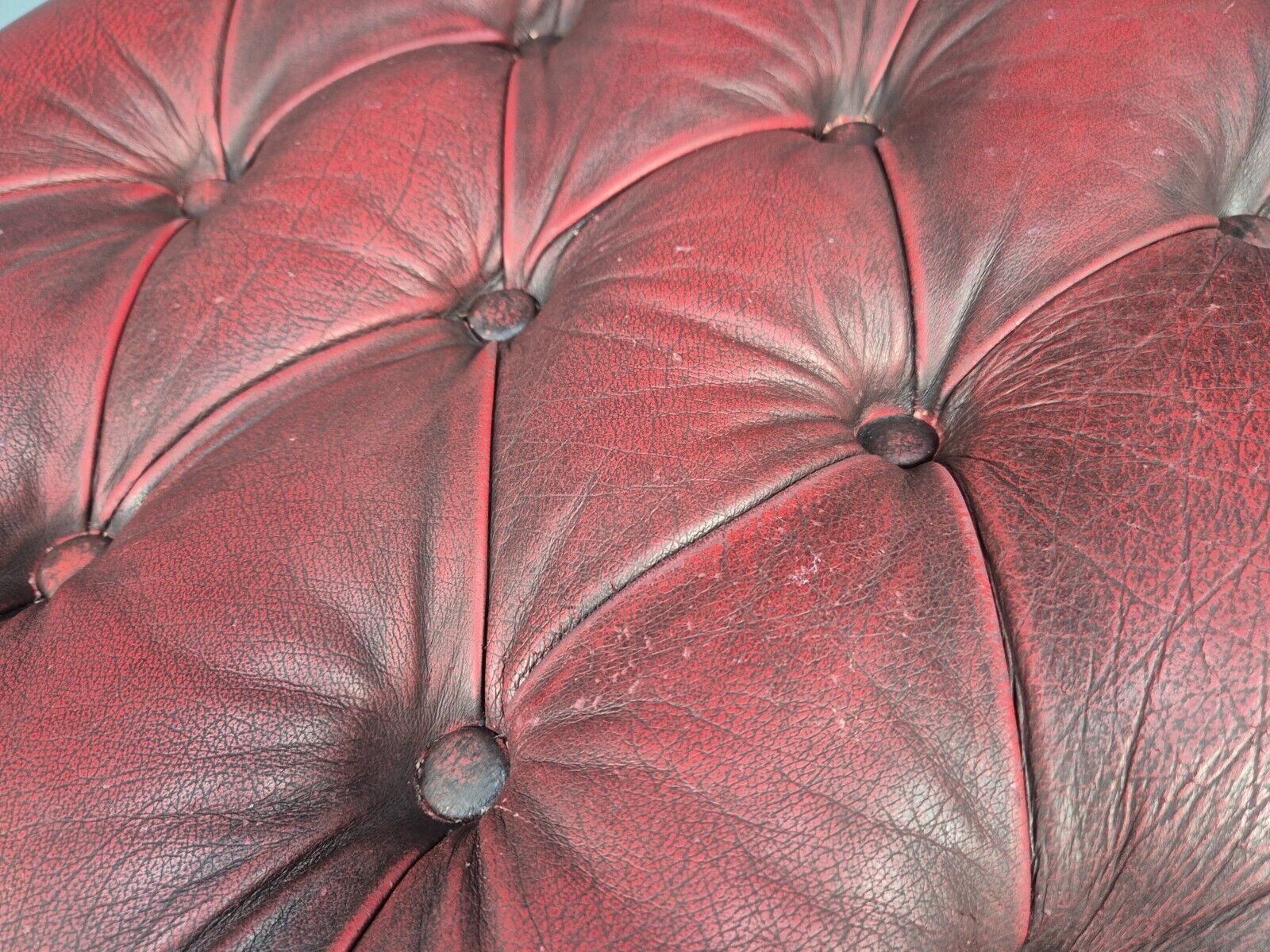 Vintage Red Leather Chesterfield Queen Anne Style Footstool Retro EB9389 VWOO - UKDK FURNITURE