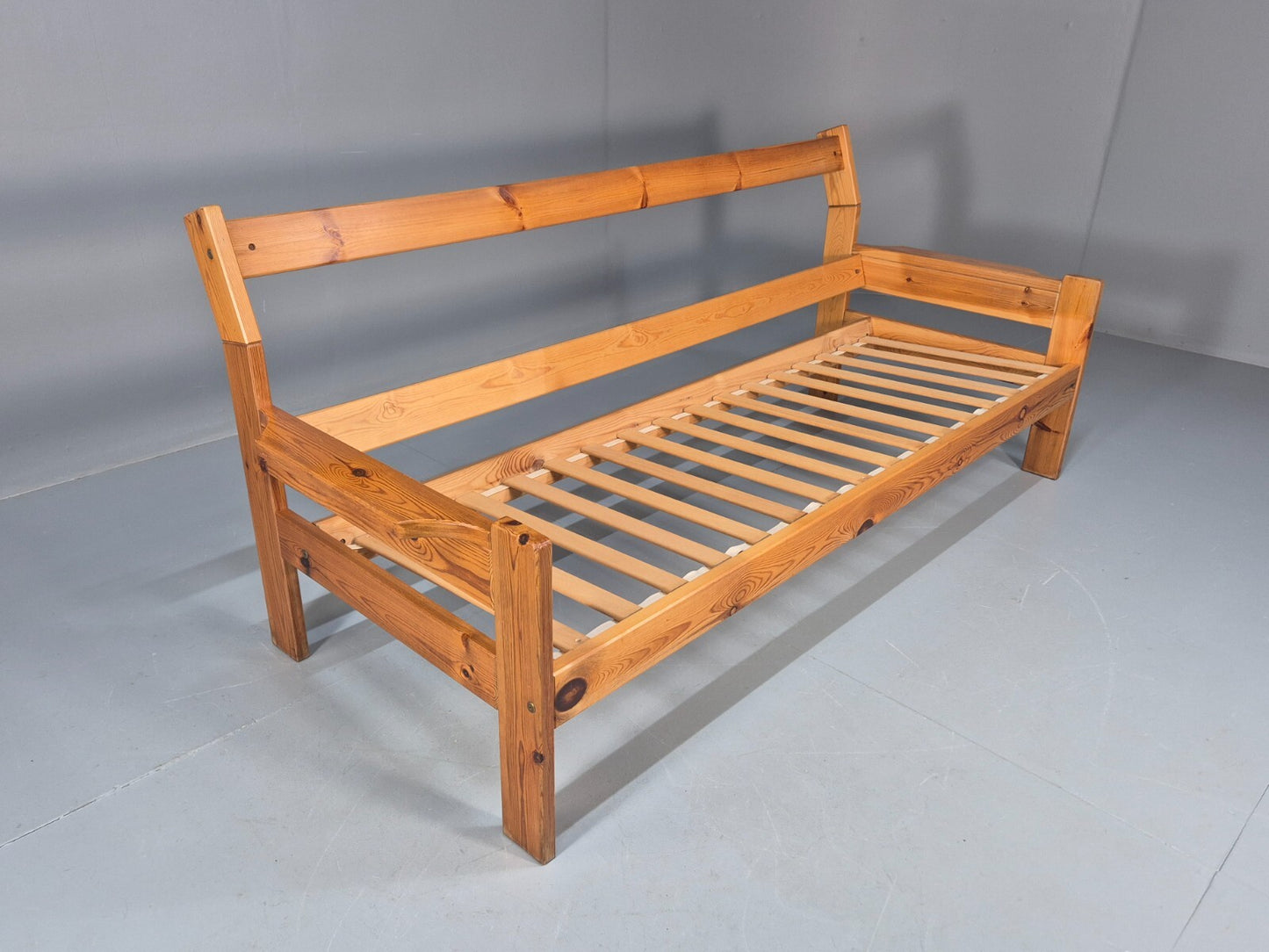 Vintage 3 Seater Pine Sofa Danish 1970s Retro Design Grey Striped EB9373 M3SS - UKDK FURNITURE