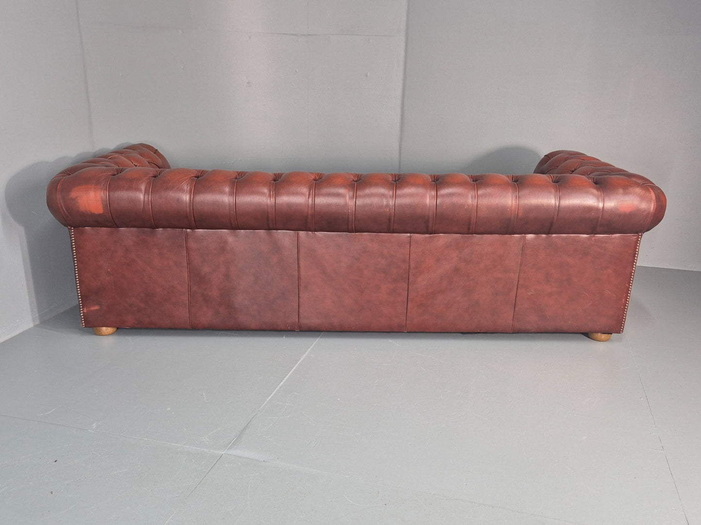 3 Seater Chesterfield Sofa Red Leather Studded Vintage EB11022 VCHE16