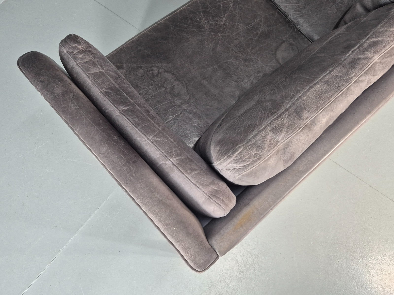 Vintage Mogens Hansen 2.5 Seat Settee Grey Leather 1980s Retro EB11644 M3SS18