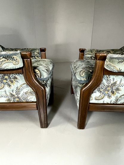 EB5517 A Pair Vintage Danish 1970s Floral Lounge Chairs, Kitsch, Retro, VCLO - UKDK FURNITURE