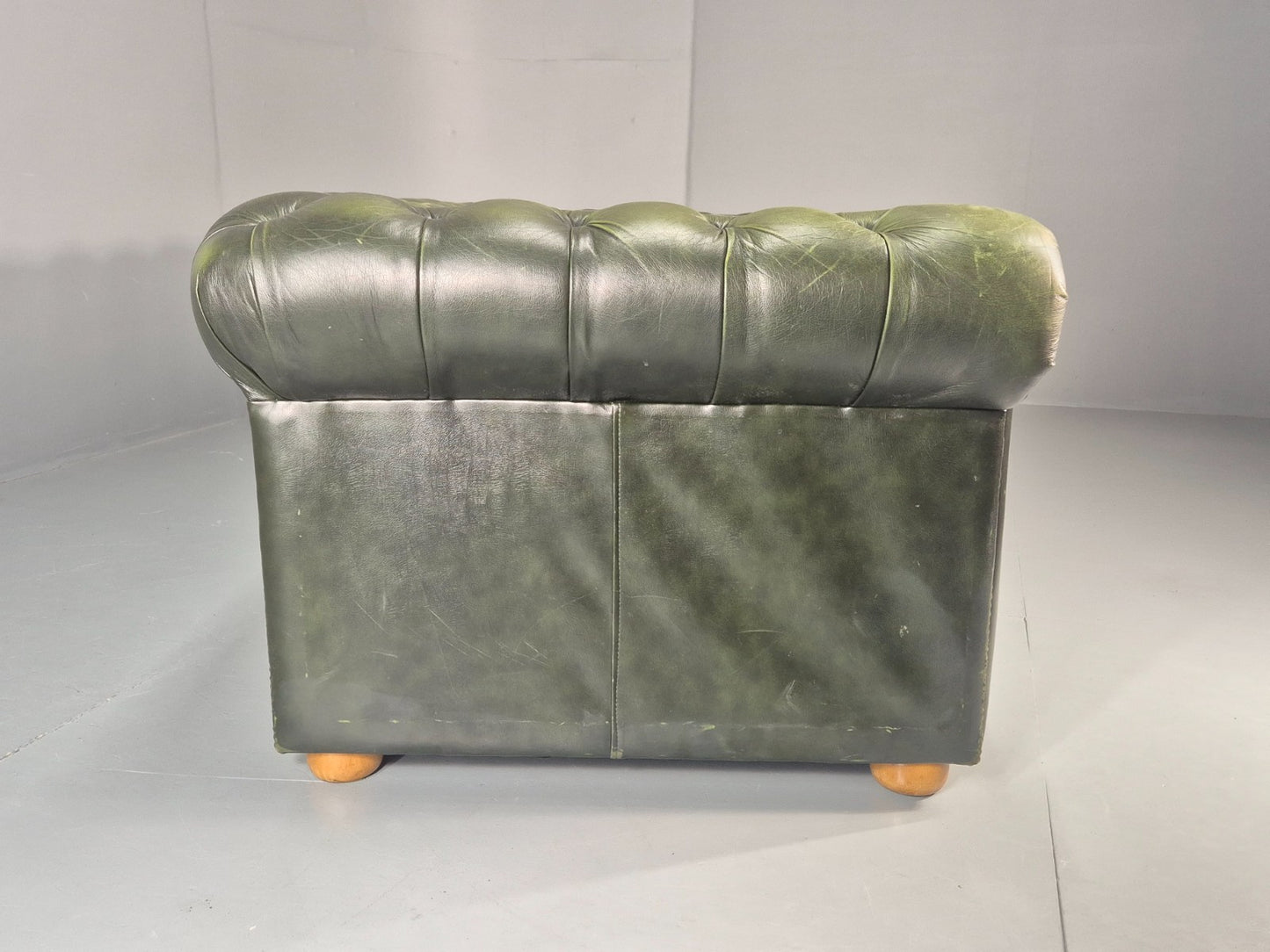 3 Seater Chesterfield Sofa Green Leather Studded Vintage EB11030 VCHE14
