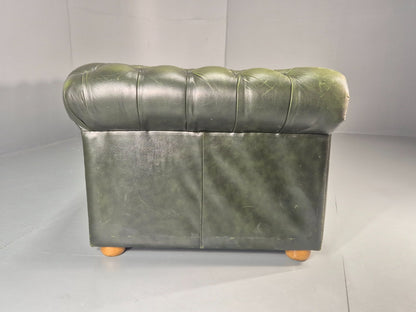 3 Seater Chesterfield Sofa Green Leather Studded Vintage EB11030 VCHE14