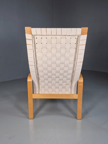 Vintage Danish Lounge Chair Canvas Bentwood Aalto Style 1980s Retro EB8240 MBEN3