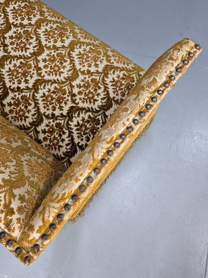 Vintage Danish 2 Seat Sofa Compact and Boxy Gold Moquette Tassels EB9588 V2SS - UKDK FURNITURE