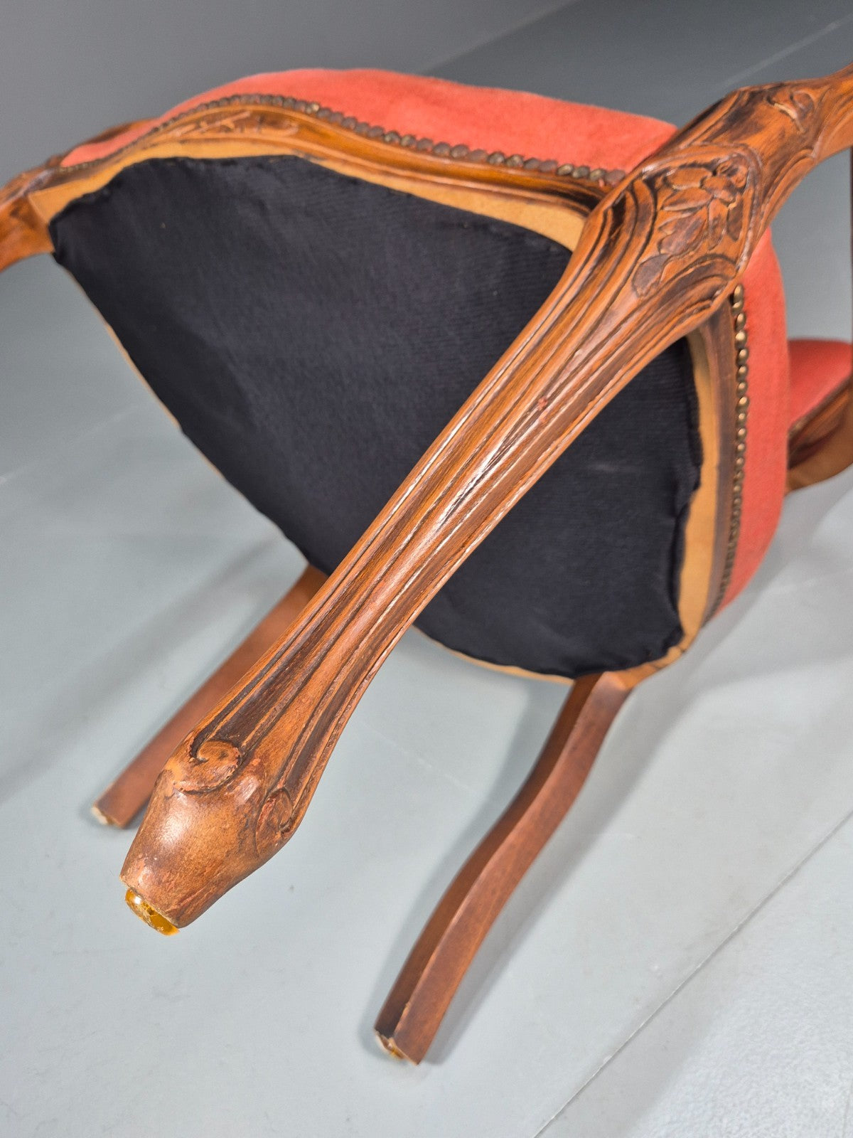 Vintage Rococo Lounge Chair Danish 1970s Reproduction Salmon Pink EB10773 VCLO12