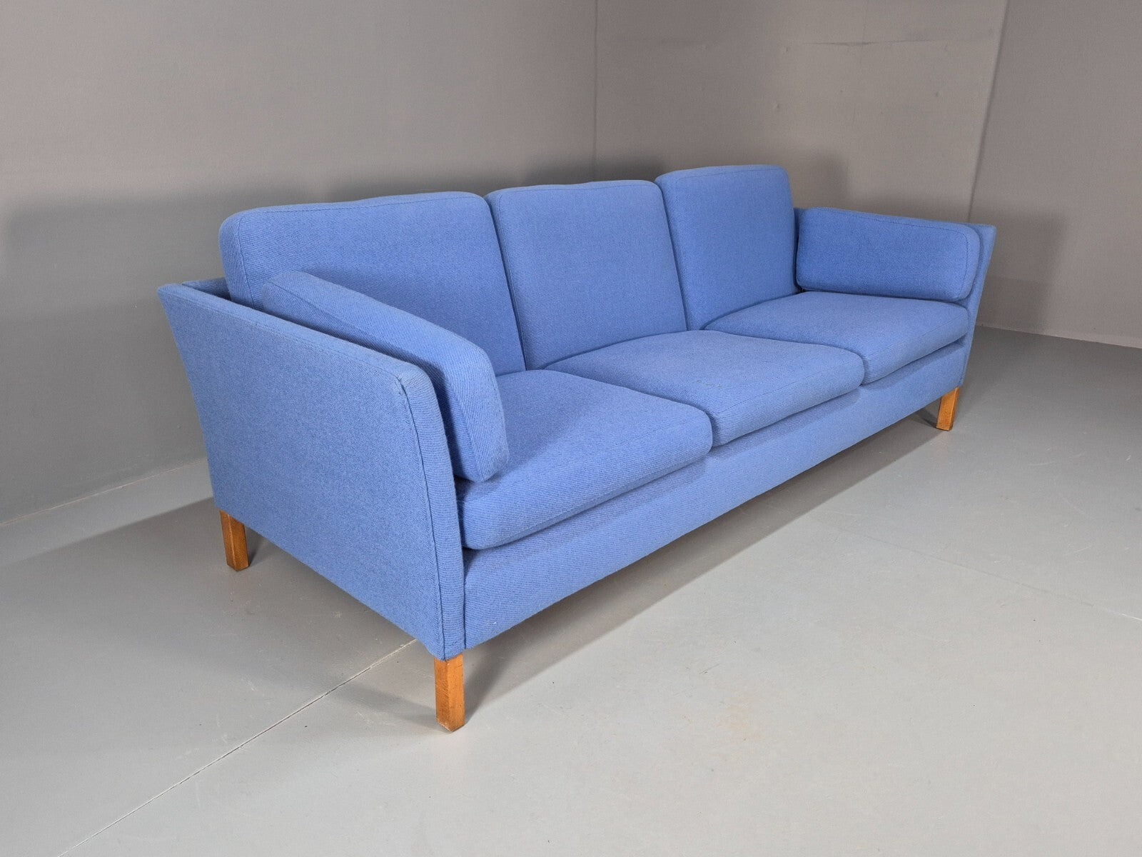 Vintage Danish 1980s Blue Wool 3 seat Sofa Mid Century Modern Retro EB9569 M3SS - UKDK FURNITURE