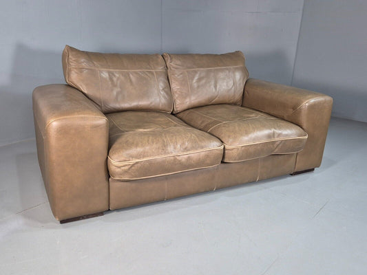 Vintage 2 Seat Sofa Taupe Leather Italian Modern Style EB8163 M2SS - UKDK FURNITURE