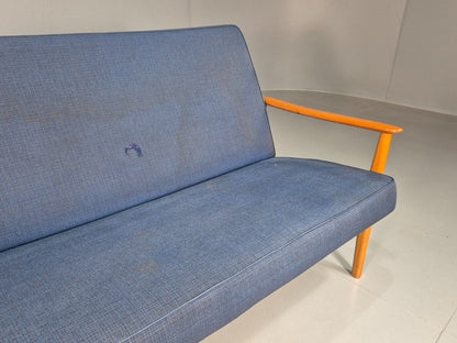 Vintage Swedish 2 Seat Sofa Blue Teak Frame 1960s Retro MCM EB7752 M3SS - UKDK FURNITURE