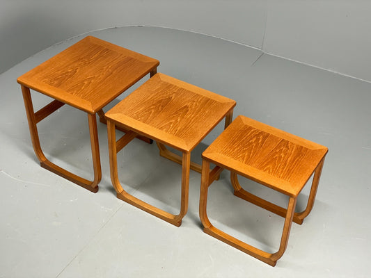 Vintage Nathan Side Tables 1980s Teak Nesting Set 3 Ply Frame EB11549 MWOO1