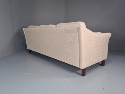 Vintage 3 Seater Sofa Retro Danish Cream Patterned Fabric EB10520 M2SS14