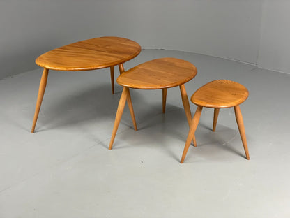 Ercol Pebble Nesting Tables Blonde Elm 1960s Mid Century Side Table EB11689 MWOO10