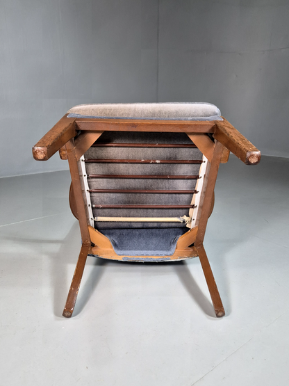 Vintage Lounge Chair Lilac Cotton Velour Beech Parker Knoll Retro EB7309 MNOR5