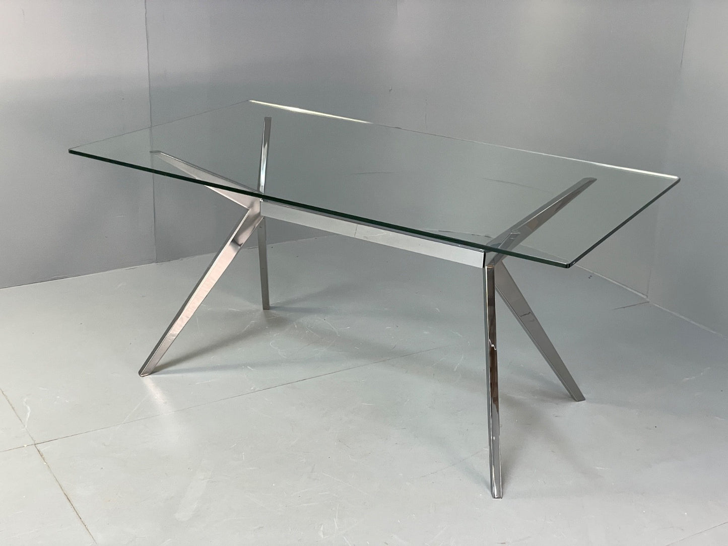 Glass & Chrome Dining Table By Calligaris Modern Minimal Design EB10357 MWOO17