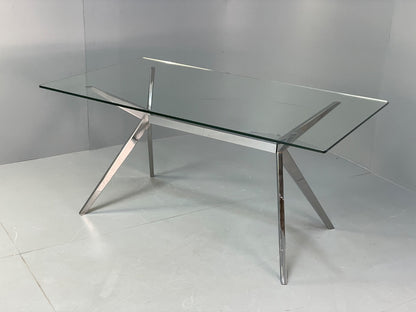 Glass & Chrome Dining Table By Calligaris Modern Minimal Design EB10357 MWOO17