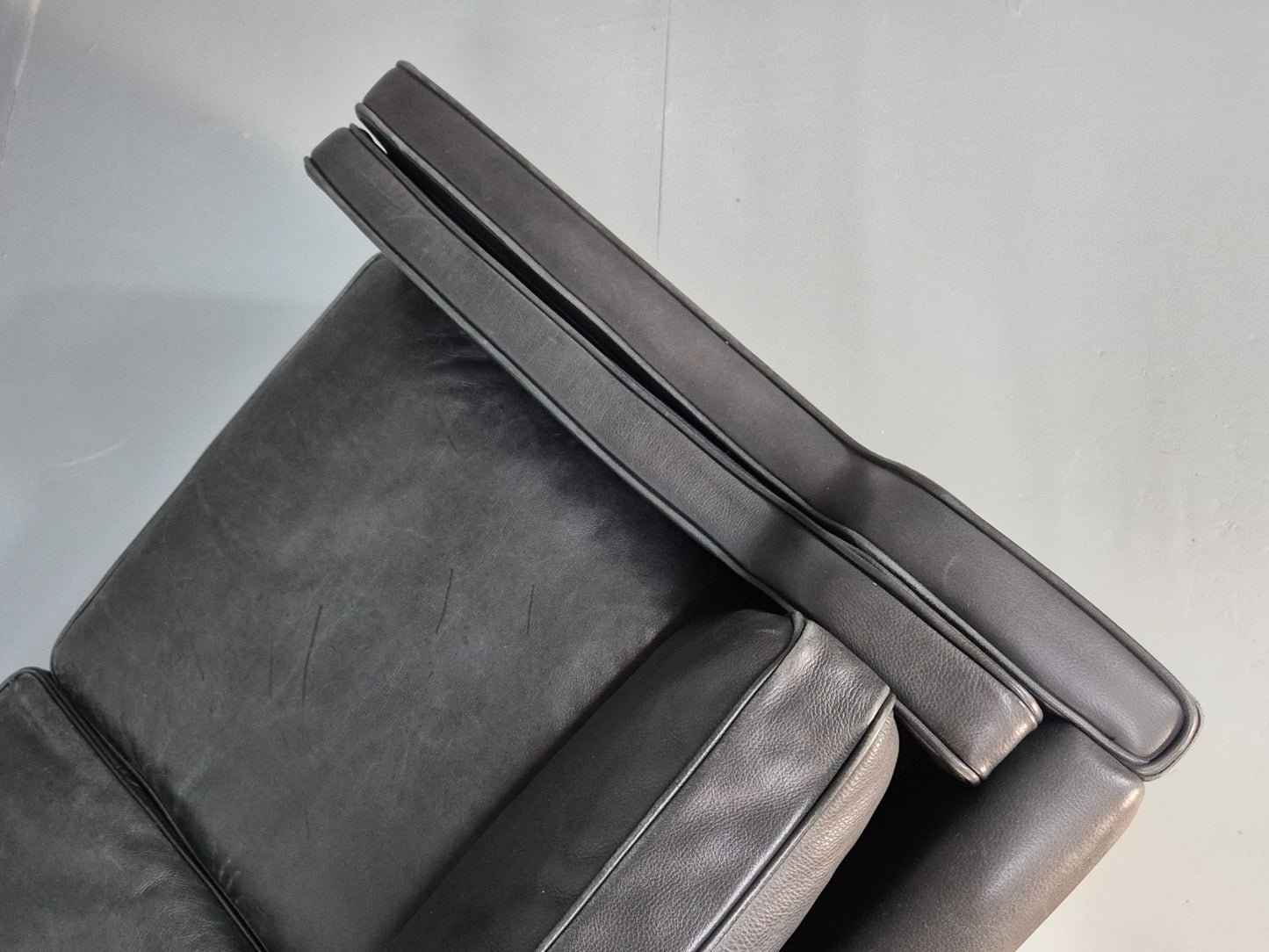 Mid Century Stouby Eva Two Seater Sofa Vintage Danish Black Leather EB10108 M2SS20