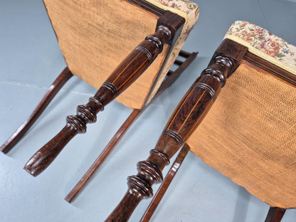 3 Antique Saloon Chairs Rosewood Frame Floral Seats Inlay Victorian EB10990 VDIN10