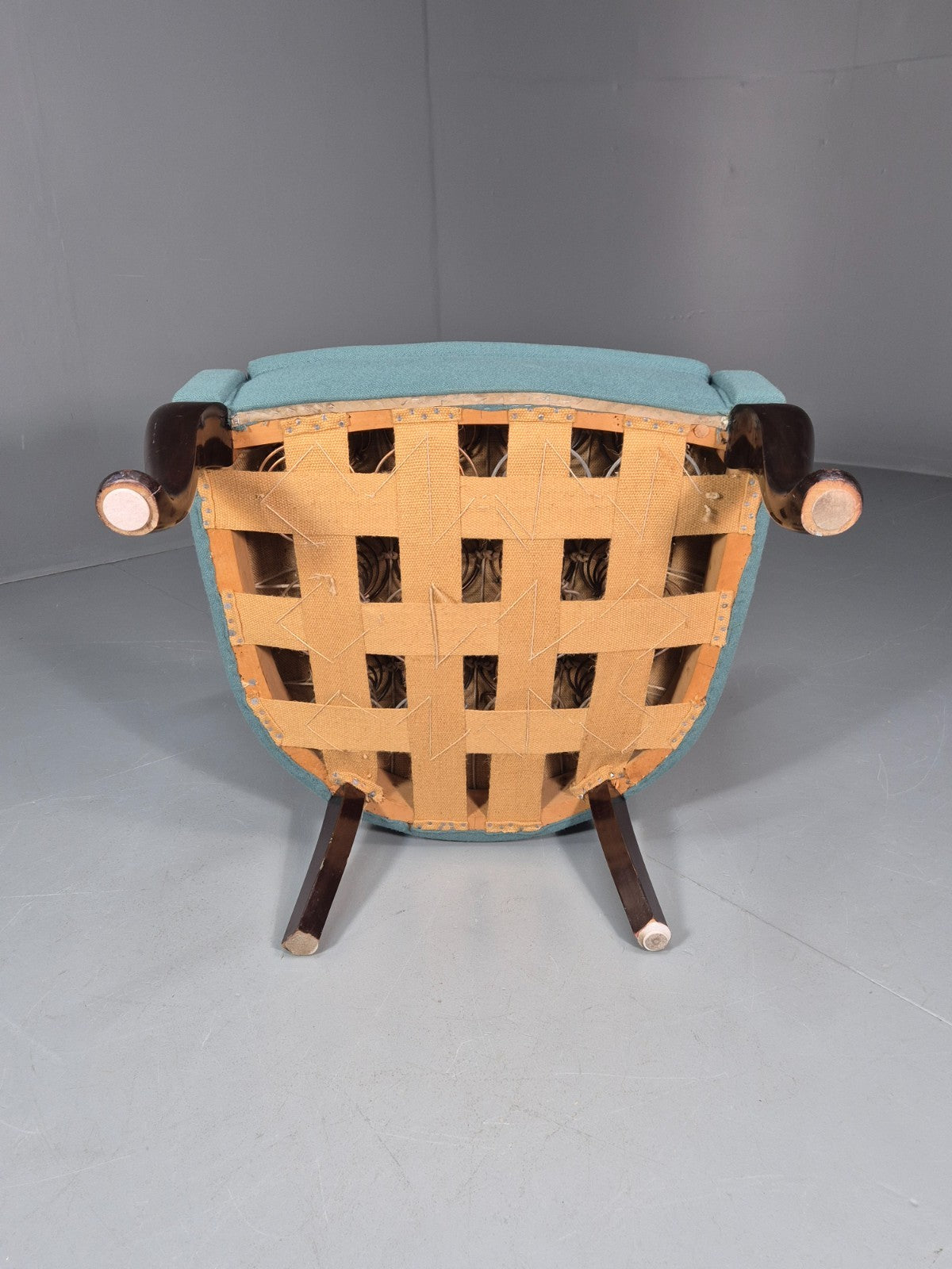 Art Deco Tub Chair Danish Turquoise 1940s Vintage Cabriole Leg EB10740 VCLO13